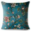 Vintage Flower Pillow Case Decor Blue Painting Flower Bird Pillowcase Polyester Cushion Cover for Sofa Car Home 45x45cm