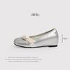 French Minimalist Bow Light Mouth Single Shoes Women'S Silver Spring And Summer Comfortable Temperament Commuter HeightIncreasing Shoes