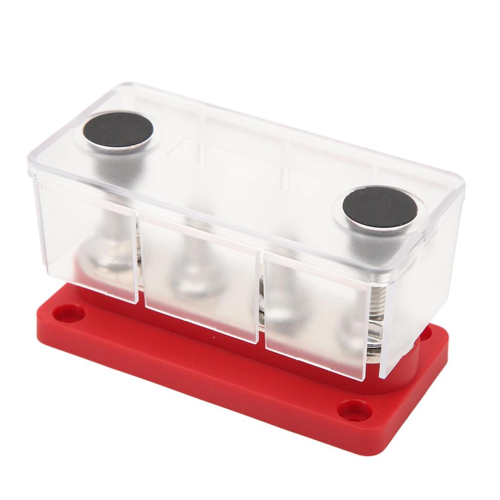 4 Studs Power Distribution Block 12‑48V 150A Brass Nickel Plated for Cars Trucks RVs Marine Boats Red