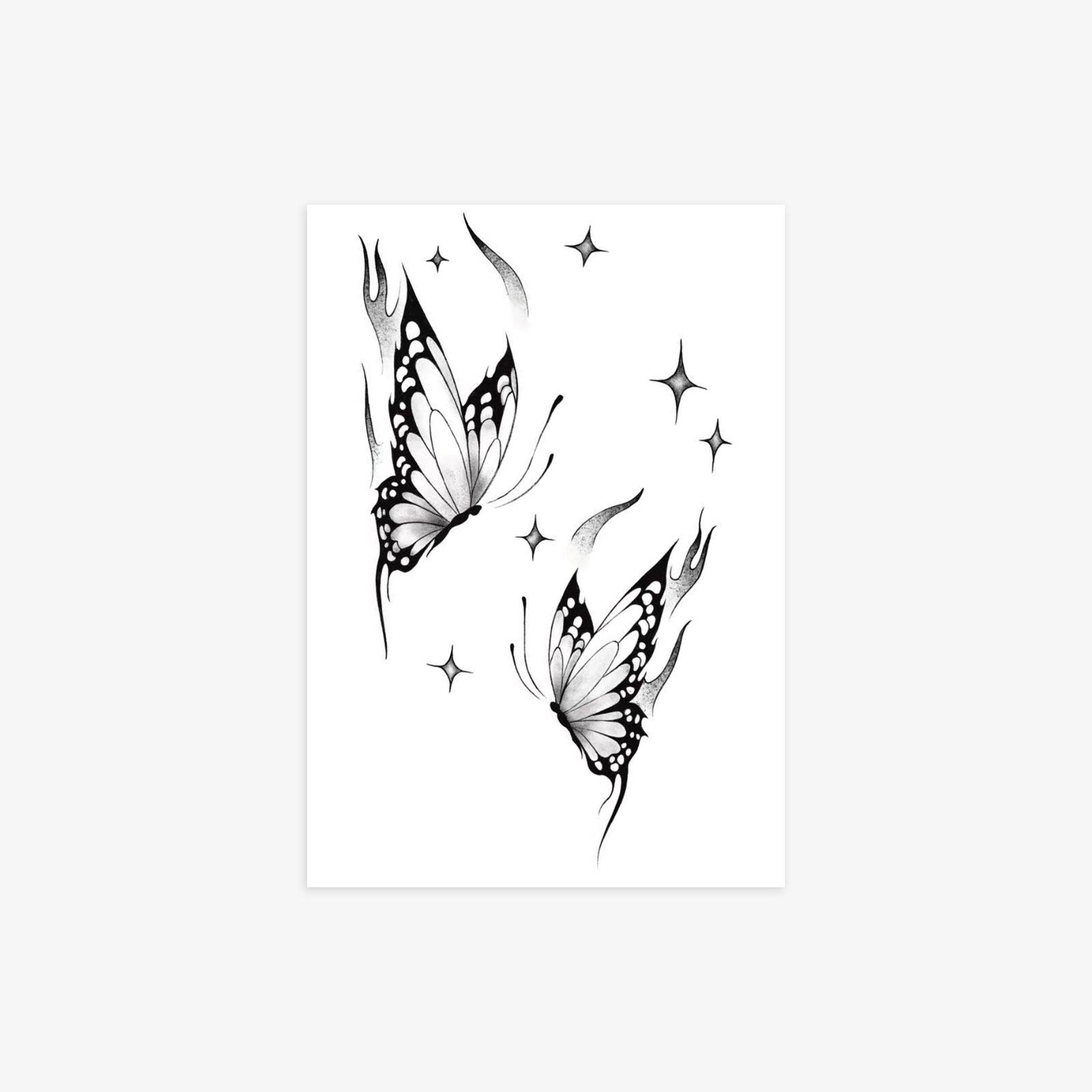 

Tattoo Stickers Spice Girls, Sweet Cool Pure Desire Wind Arms Waist Black Twin Butterfly Tattoo Stickers 7*10