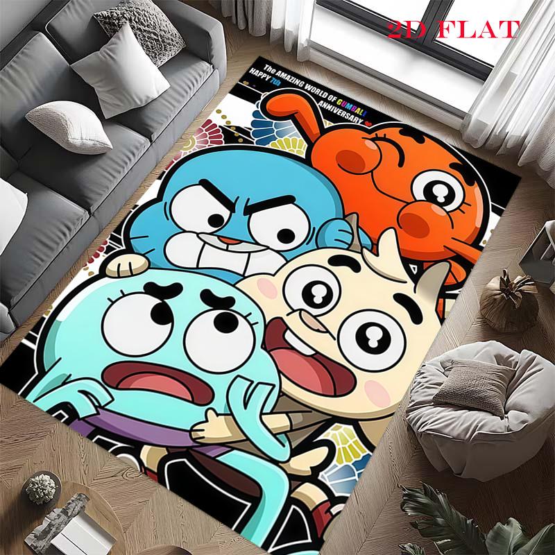 Gumball Teppich für Wohnzimmer Schlafzimmer Zuhause Sofadekoration, Rutschfeste Bodenmatte für Kinder zum Spielen
