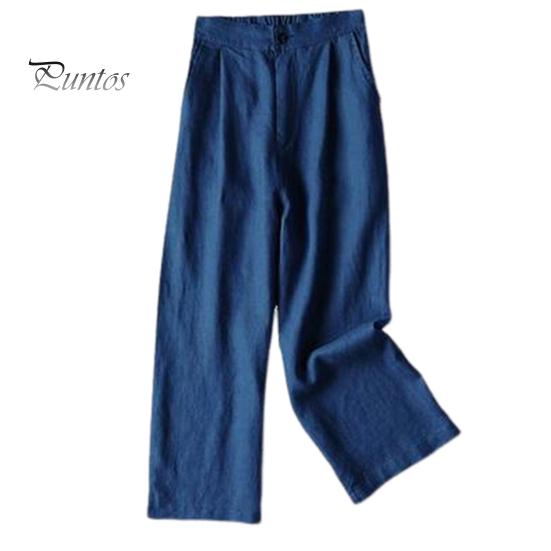 

Эластичные повседневные брюки с высокой талией, женские прямые широкие брюки на молнии с карманами, однотонные свободные брюки 2XL синий