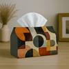 1pc Modern Mid Century Tissue Box with Geometric Circle Abstract-Fabric Napkin Storage Organizer for Kitchen,,Elegant Decorative Box,Purpose for Livin