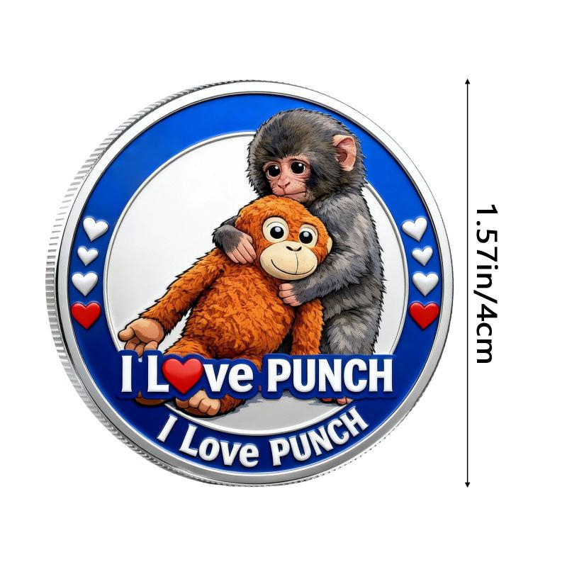 Prote Protect Punch Monkey Coin 3D Embossed Commemorative Figure Metal Collectible Souvenir Home Decoration Children Adults Gift