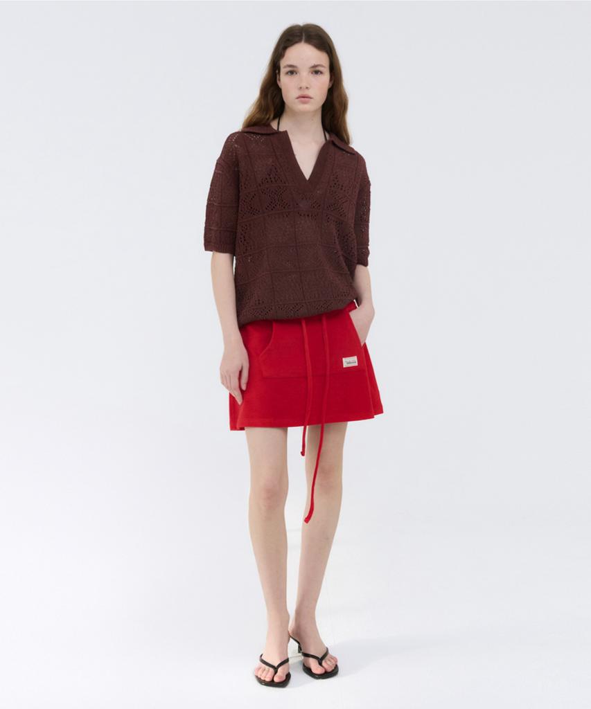 GBH APPAREL Crochet Knit Collar Top / Brown