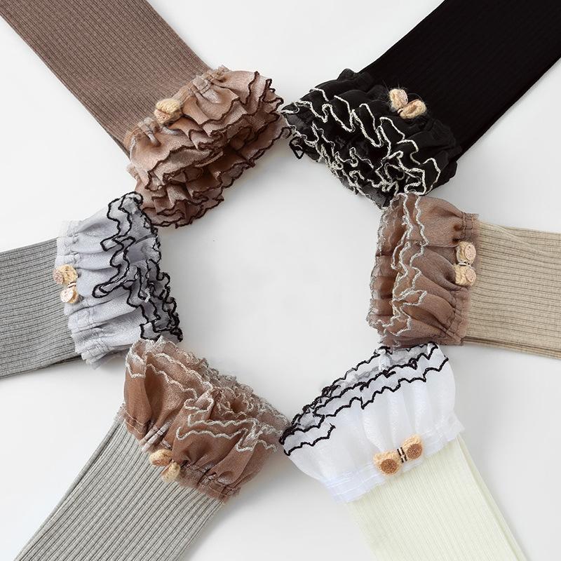 Girls Leggings Lace Bow-Knot Children's Pants Elastic Spring Autumn Soft Knitted Trousers For Teen Cotton Kids Tights Clothing