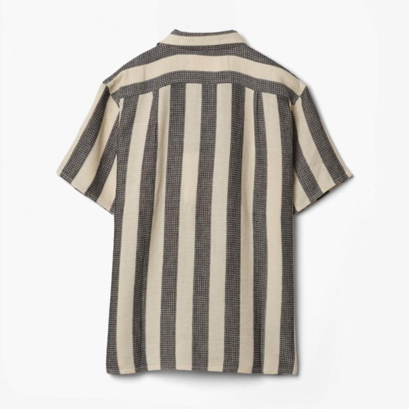 Kardo Chintan Open Collar Shirt  Stripe  Black Kdf1m40000a98