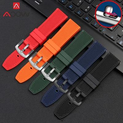 Fluoro Rubber Strap 20mm 22mm Quick Release Soft Sport Waterproof Stainless Steel Butterfly Buckle Men Replacement Watch Band