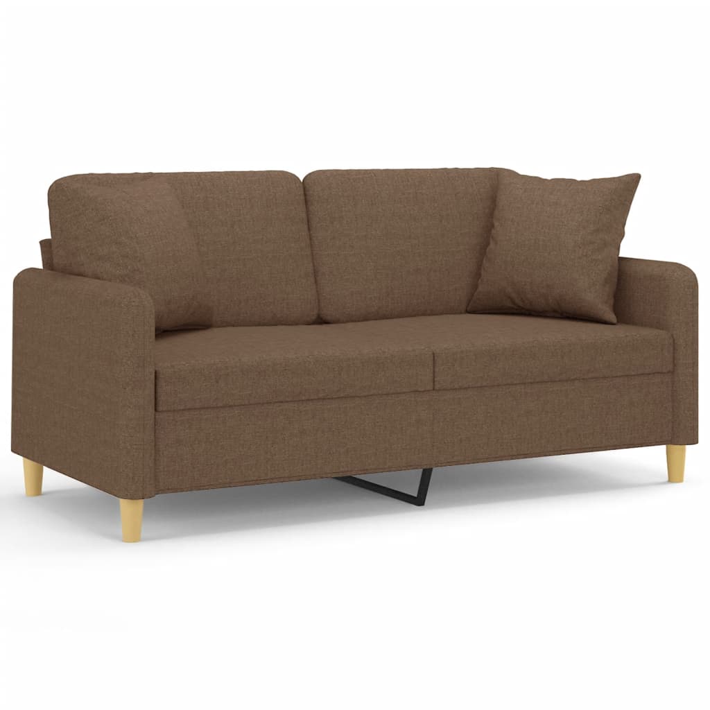 Vidaxl 2-Osobowa Sofa Z Poduszkami, Brązowa, 140 Cm, Tkanina