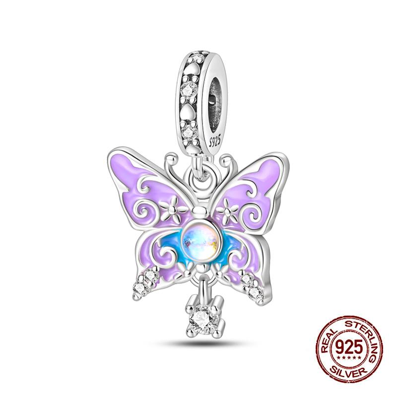 Compatible With 3MM Authentic Bracelets copper Colorful Dragonfly Flower Gem Butterfly Charm Bead Charms Bead Charms Fine Do It Yourself Jewellery Mak