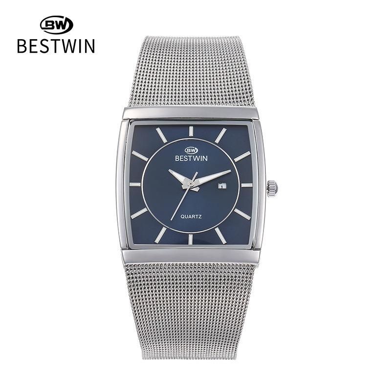 Fashion Ultra-thin Square Watch Male Internet Celebrity Mesh Belt Male Watch Quartz Watch Wristwatch