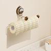 Wall Mounted Suction Cup Roll Paper Holder Punch-Free Dishcloth Hanging Rag Rack  for Home