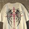 Personalized Street Trend Wing Print 100 Cotton Unisex Unisext Tshirt Summer Autumn Daily Outdoor Sport Unisex Clothing