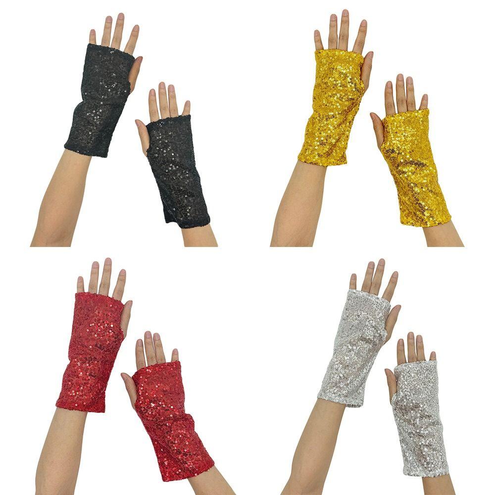 Fingerless Sequins Gloves Vintage Club Handwear Fashion Dancing Gloves  Party Club