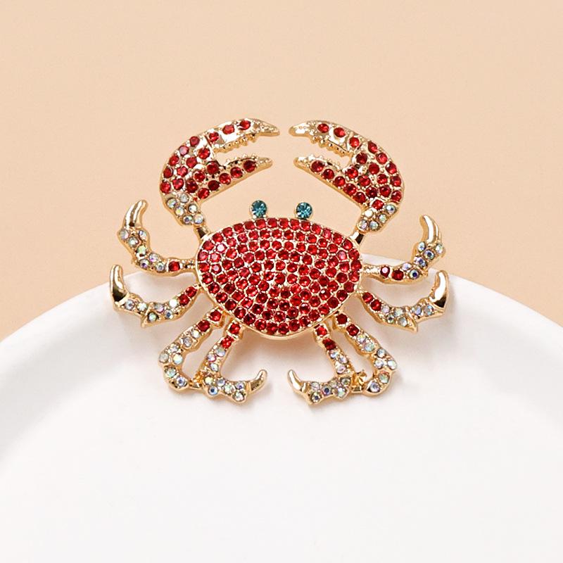 Lux Rhinestone Crab Brooch: High-Grade Alloy Animal Pin for Suits
