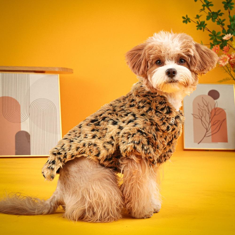 New Pet Leopard Print Cape Hoodie for Autumn Winter Dog Warm Vest Transformed Into Holiday Party Funny Cute Clothing Christmas