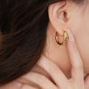 Real gold electroplated retro letter geometric circle silver needle earrings European and American simple niche earrings 