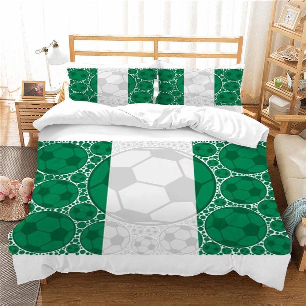 Garnitur Poszewek na Pościel z Nadrukiem 3D Piłki Nożnej Domowa Pościel Queen King Size Chłopiec Mężczyzna Nastolatek Dzieci Luksusowy Zestaw Poszewek na Kołdrę