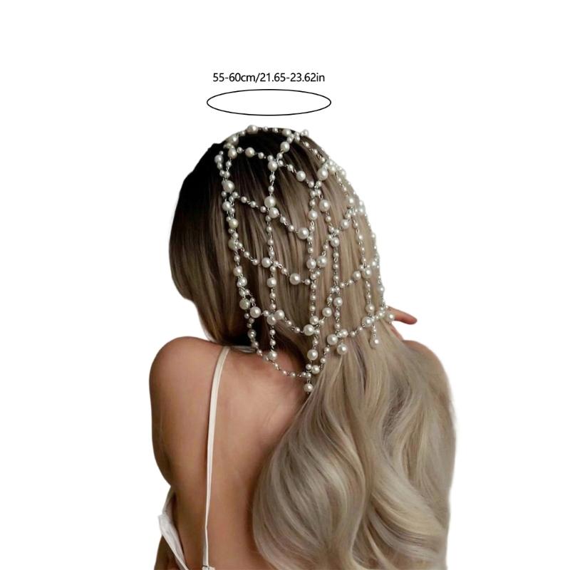 Elegante Perlenhaube für Damen Stilvolle Kopfbedeckung mit Imitationsperlen für Hochzeiten, Partys und den Alltag