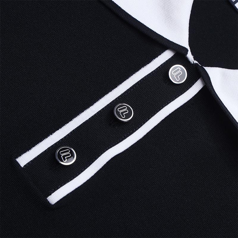 FILA White Series Versatile Slim Fit Fashion Comfortable Polo Collar Short Sleeve Dress Women Dresses Legendary-Blue F11W523303F-NV