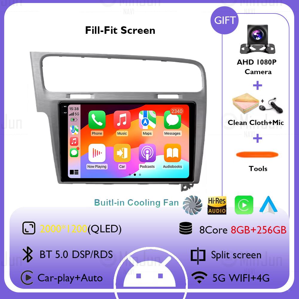 Android 14 Silver Gray Car Radio For Volkswagen VW Golf 7 MK7 GTI 2011-2021 Wireless Carplay Auto Multimedia Stereo Video Player