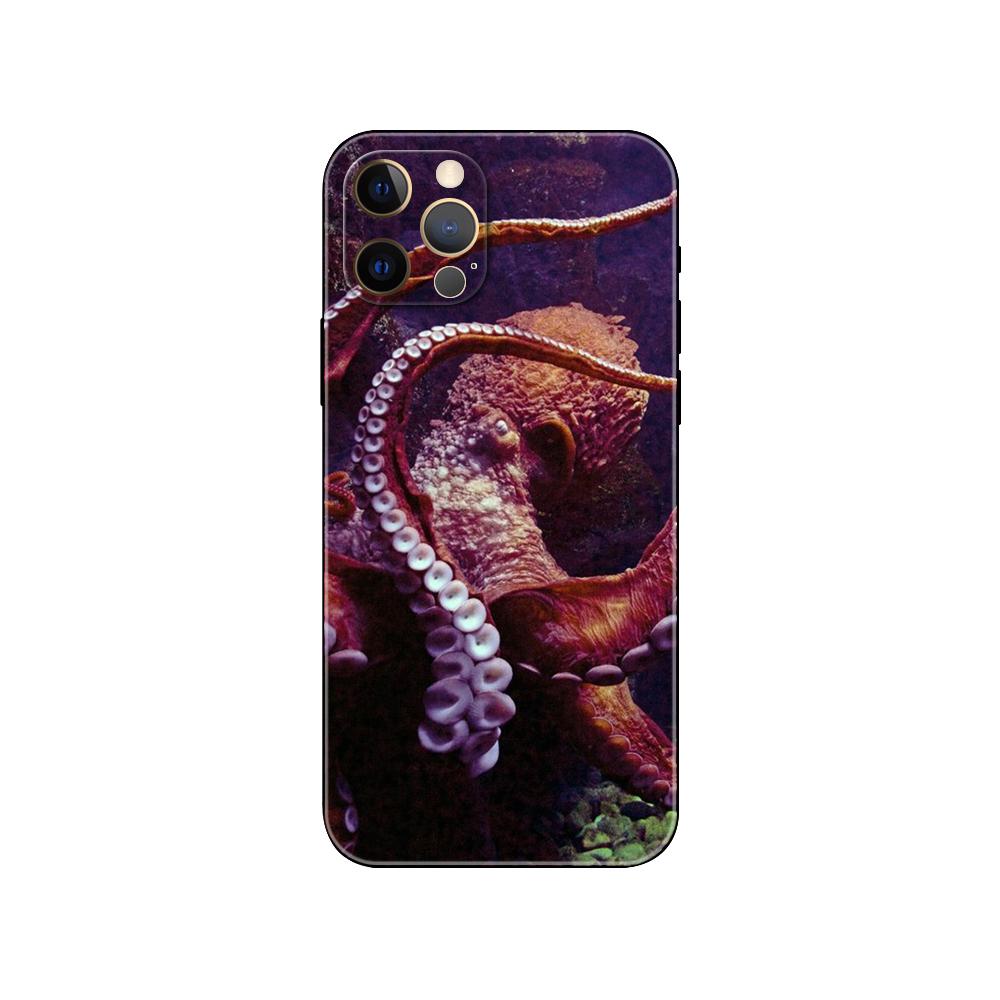 Octopus Cute Phone Case for Iphone 5 5s 2020se 6 6s 7 8 Plus X 10 XR XS 11 12 13 Mini Pro MAX Black Tpu Back Cover