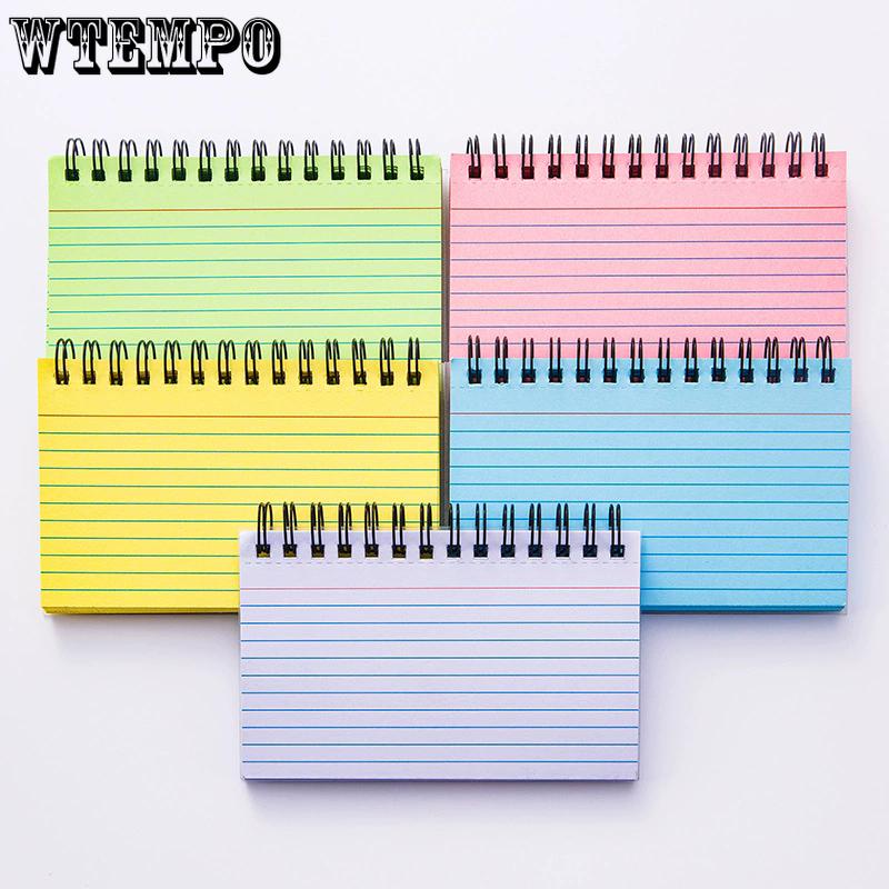 WTEMPO Small Spiral Pocket Notebooks Memo Pads for Home Office School Tearable Horizontal Line Notepads 5 Colored Notebooks 50 Sheets Per Notebook