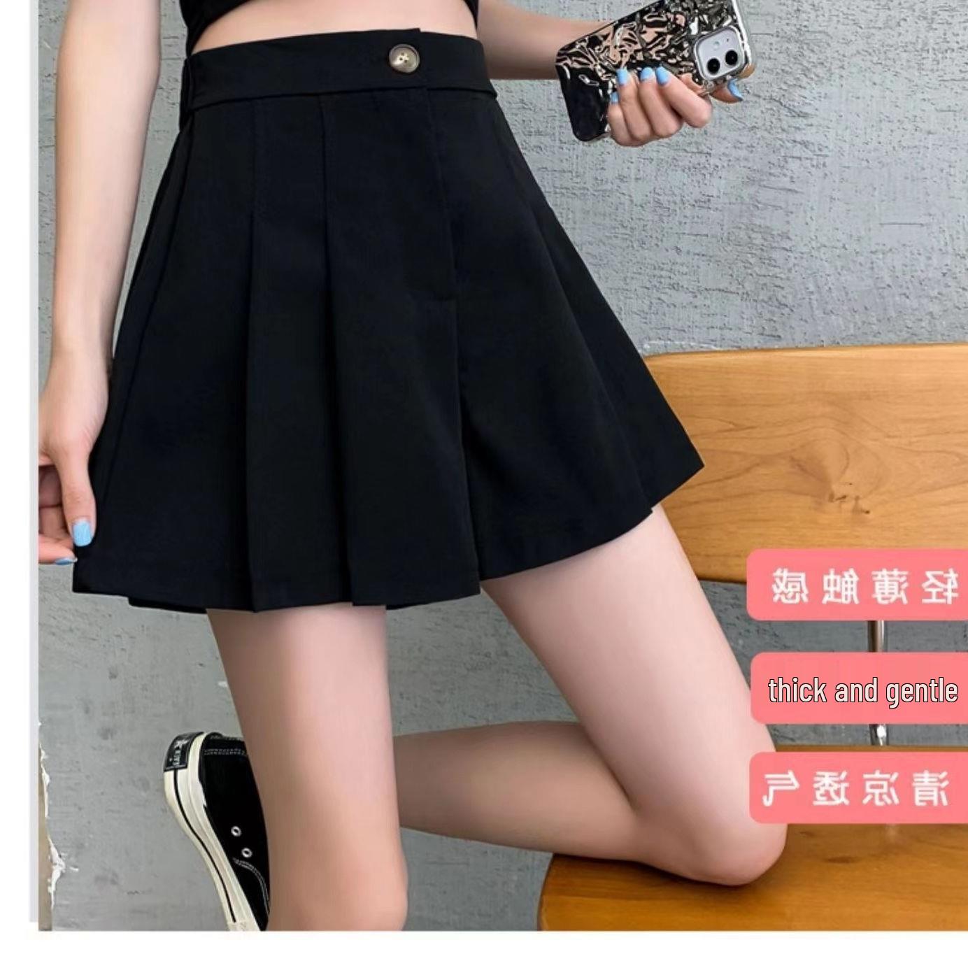 

Женские шорты-костюм с высокой талией и широкими штанинами из ледяного шелка 2024 2XL чёрный