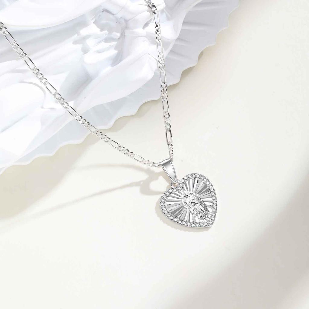 Bracciale Rosario Vergine Colore Argento per Donna, Braccialetti a Catena Serpente con Crocifisso e Perline in Acciaio Inossidabile, Gioielli Cattolici