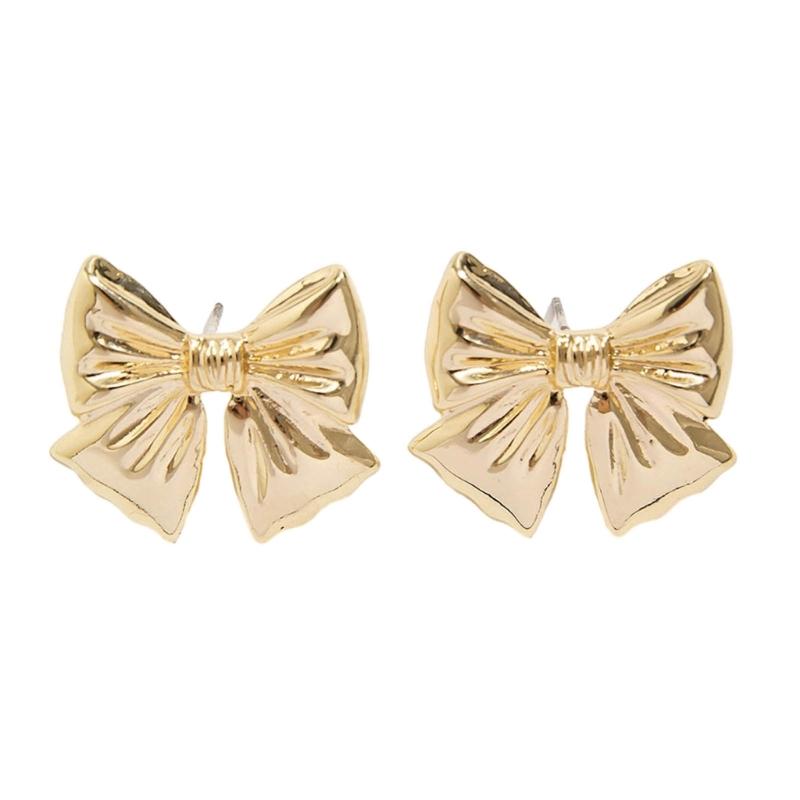 

Simple Bowknot Stud Earrings Elegant Piercing Earring Fashion Ear Studs Metal Jewelry Wedding Birthday Gift for Women