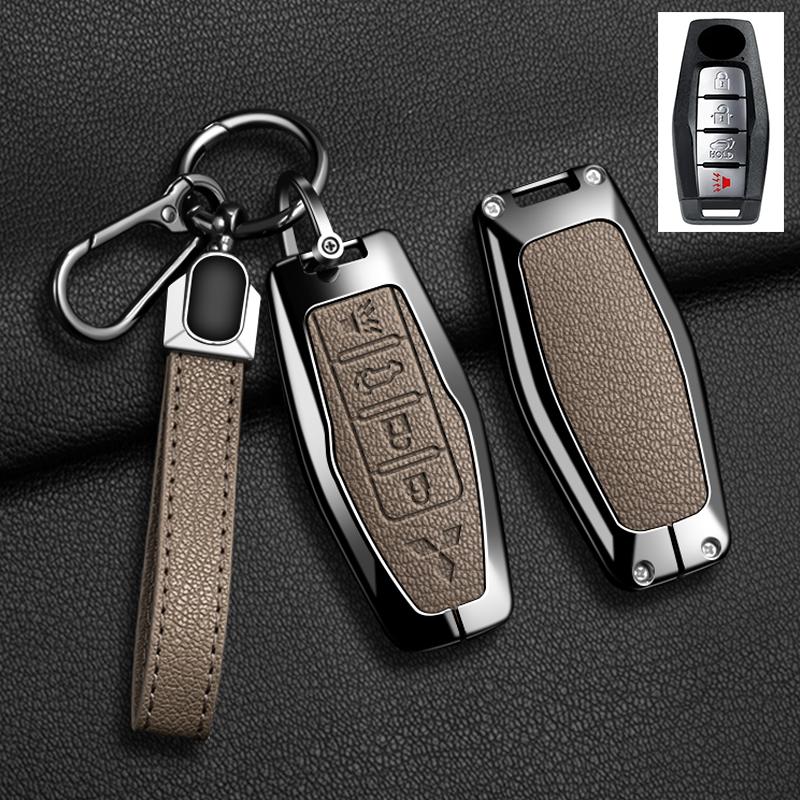 Car Control Remote Key Case Cover For Mitsubishi Outlander 2022 - 2024 2 3 4 Buttons Zinc Alloy Leather Keychain Accessories