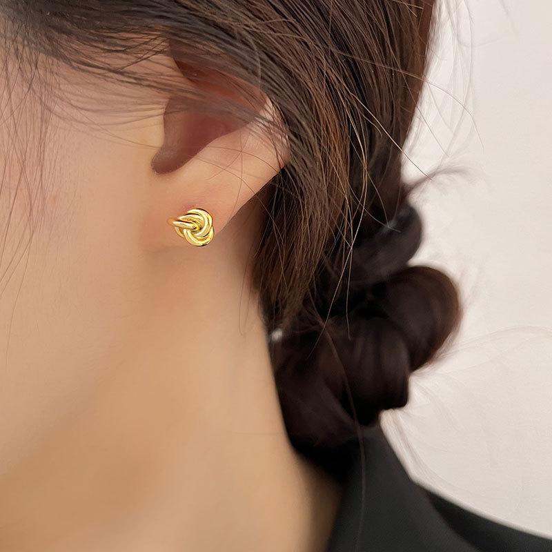 Small Knot Tangled Earrings Small Thread Ball Earrings Niche Design Sense