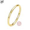 Cbtb Silver S925 Simple Fashion Wedding Ring Plated with Gold Birthday Anniversary Couple Luxury Jewelry