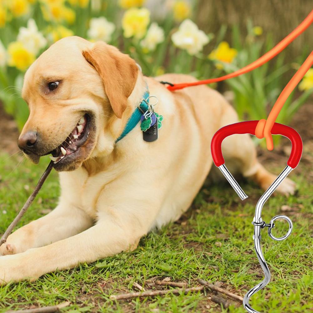 Heavy Duty Dog Tie Out Stake with Soft Grip Handle Metal Spiral Dog Yard Ground Stake Dogs Anchors Leash Fixed Stake for Pet Dog
