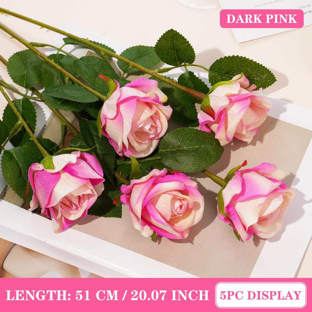 3/5 Stück 51 cm künstlicher Rosenstrauß aus rotem Samt, ideal für Heimdekoration, Partys, Tischdekoration, Valentinstag, Hochzeiten und DIY-Projekte