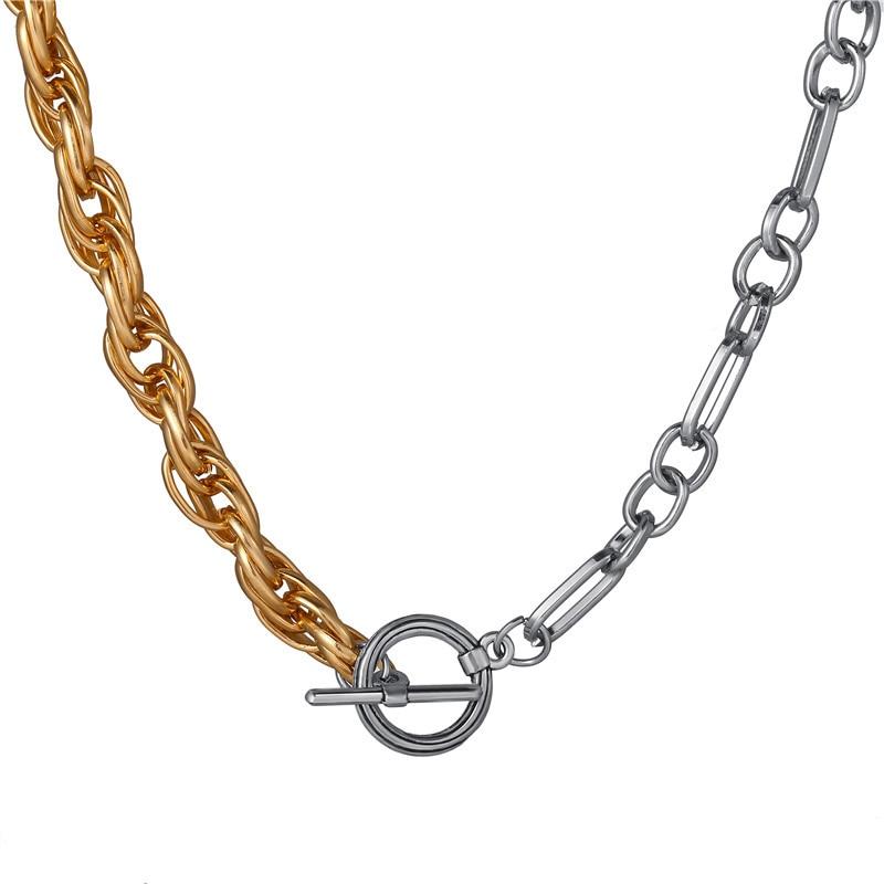 17KM Hiphop asymetrický řetízkový náramek pro ženy Punk Gold Stříbrná barva Náramky s přívěskem na řetízek Náramky Retro šperky