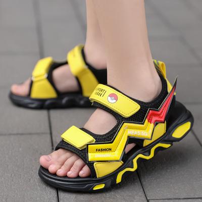 911 Children's Sandals Summer New Boys Pikachu Cool Slippers Medium and Older Children Non-slip Casual Beach Shoes