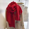 Pleated Scarf Women Autumn Winter Long Solid Color Shawl