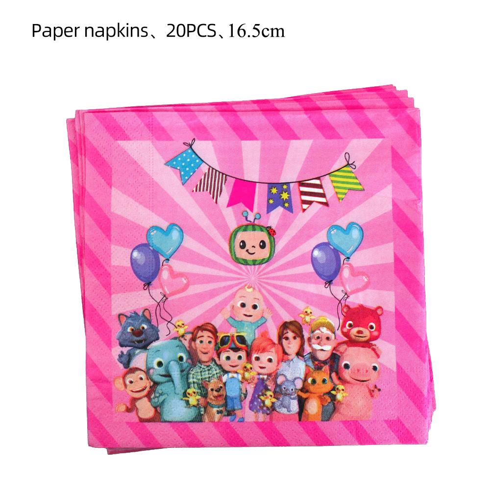 Cocomelon Birthday Party Decoration Tableware Tablecloth Napkins Plates Cups Party Favors Gift Bag Outdoor Wedding Party Decor