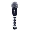 Craftsman Golf Driver Single Knit Club Cover, #1 Pom-Pom Headcover, Navy/White