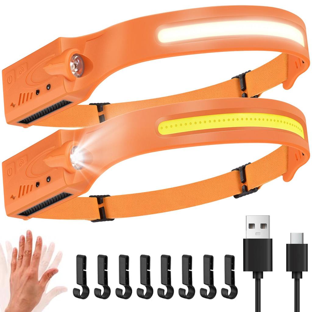 USB Rechargeable LED Headlamp for Cycling & Night Running - High-Intensity, Cross-Border Wave-Sensing