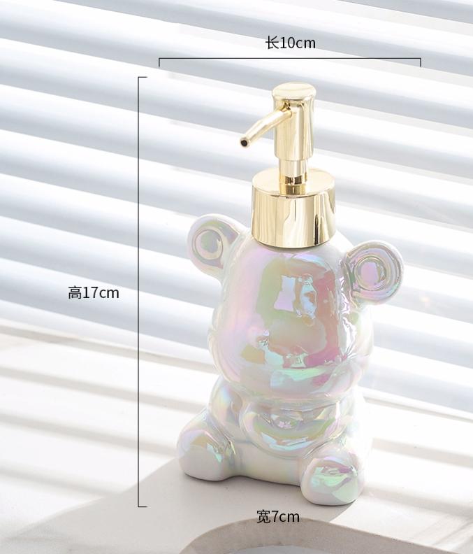 Ceramic Art Cartoon Bear Lotion Bottle, Bathroom Accessories, Household Shower Gel, Sub Packaging Bottle, Luxury Shampoo Bottle