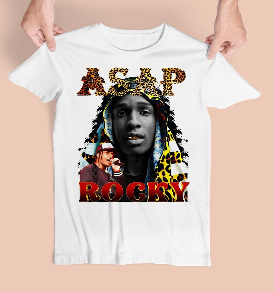 Винтажная Белая Унисекс Футболка ASAP Rocky In Concert Tour Плотный Хлопок Все Размеры BL560 XXXXL