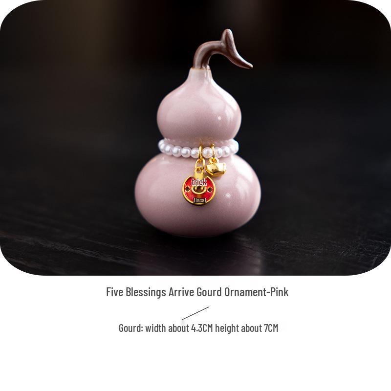 Prosperity and Fortune Ceramic Gourd Tea Pet Ornament for Tea Table and Room Decoration