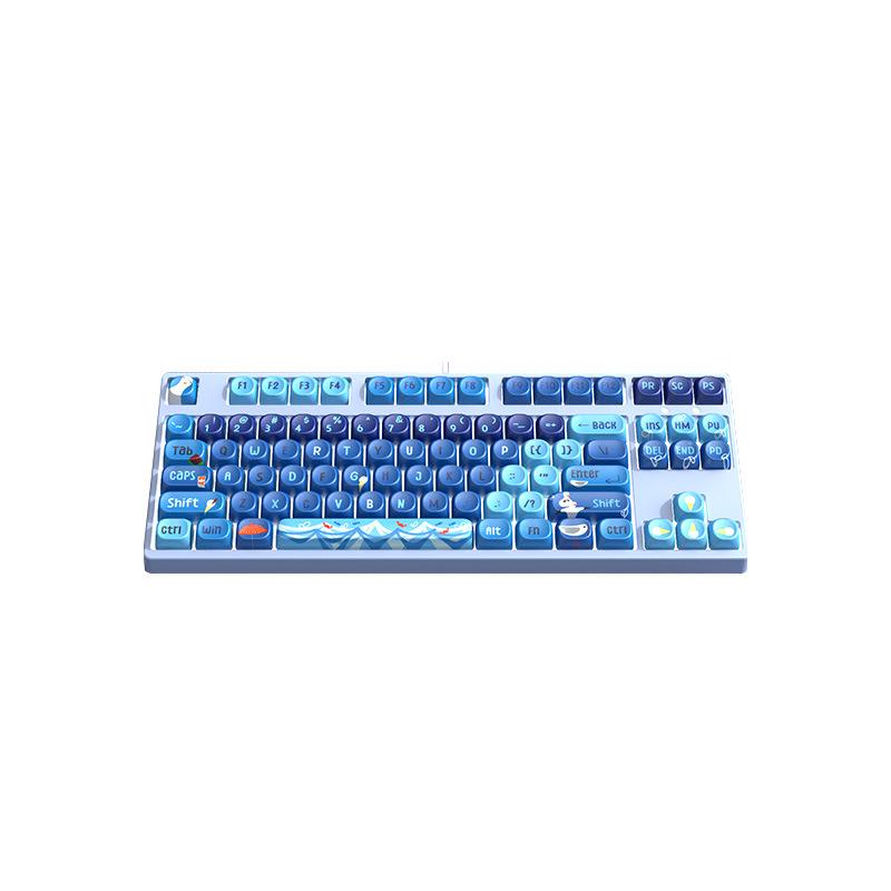 Moa Theme 87-Key Wired Mechanical Gaming Keyboard – Cute PBT Design for Office or E-sports