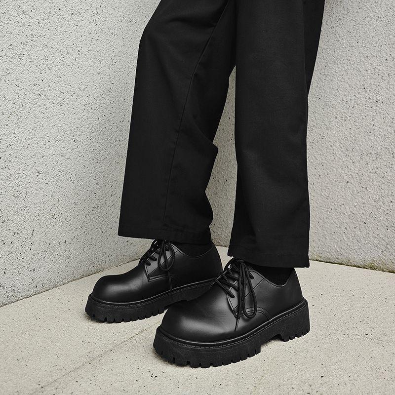 Men's Winter Derby Shoes - High-End British Style, Round-Toe Leather with Thick Sole, Japanese-Inspired Suit Shoes