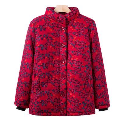 Grandma's Autumn and Winter Plus Velvet Thickened Cotton Jacket for Middle-aged and Elderly Women's New Style Mother's Winter Warm Jacket