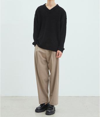 NODU Two-Tuck Wide Slacks [Beige]