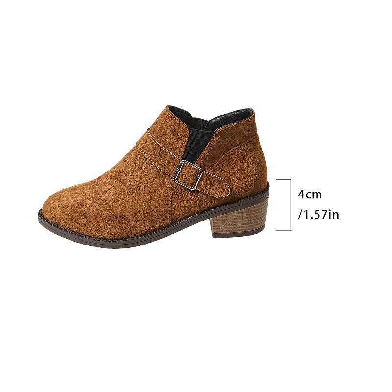 Roman Women's Retro Short Boots Women's Autumn and Winter New Medium-heeled Thick-heeled Round Toe Martn Boots