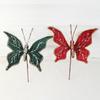 Glitter Butterfly Christmas Flower Sequins Exquisite Artificial Butterfly Clip Flocking Simulated Christmas Tree Decoration